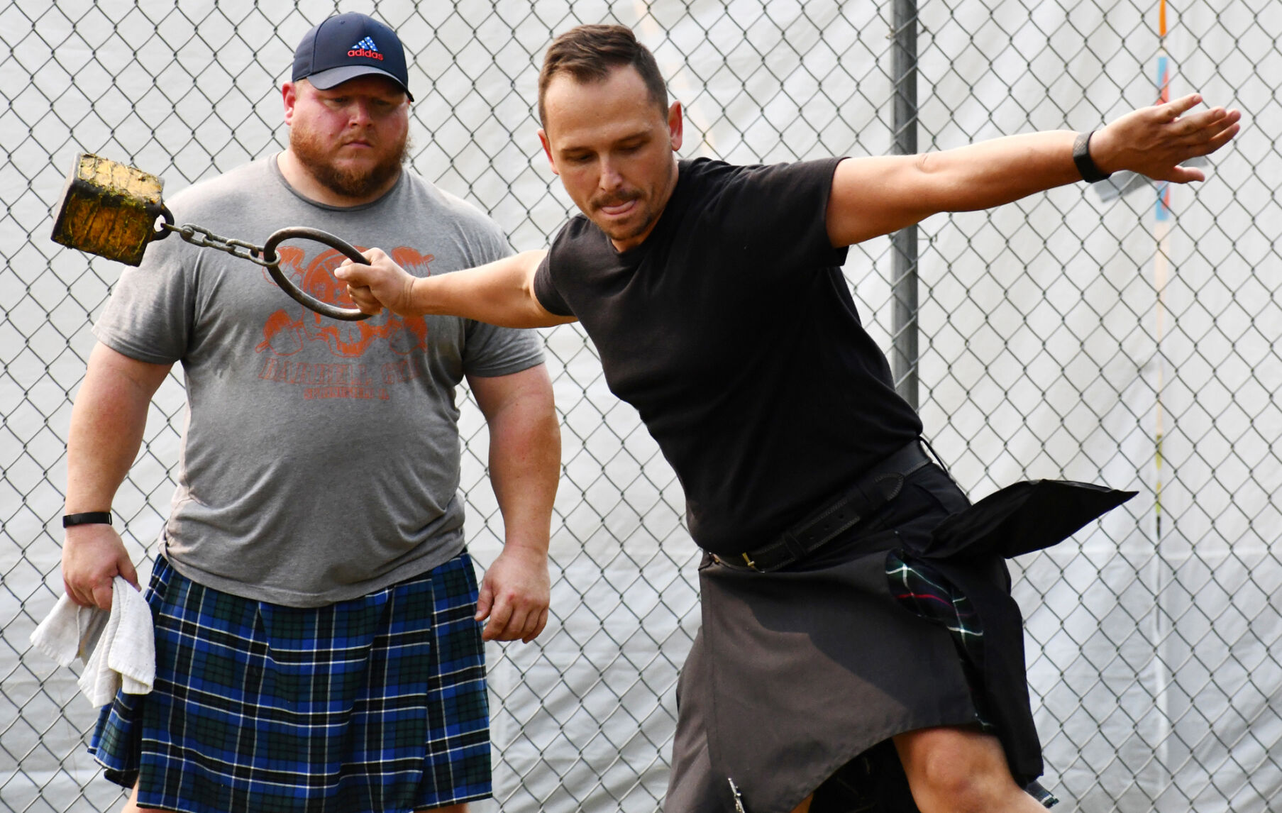 George Chafin swings a weight